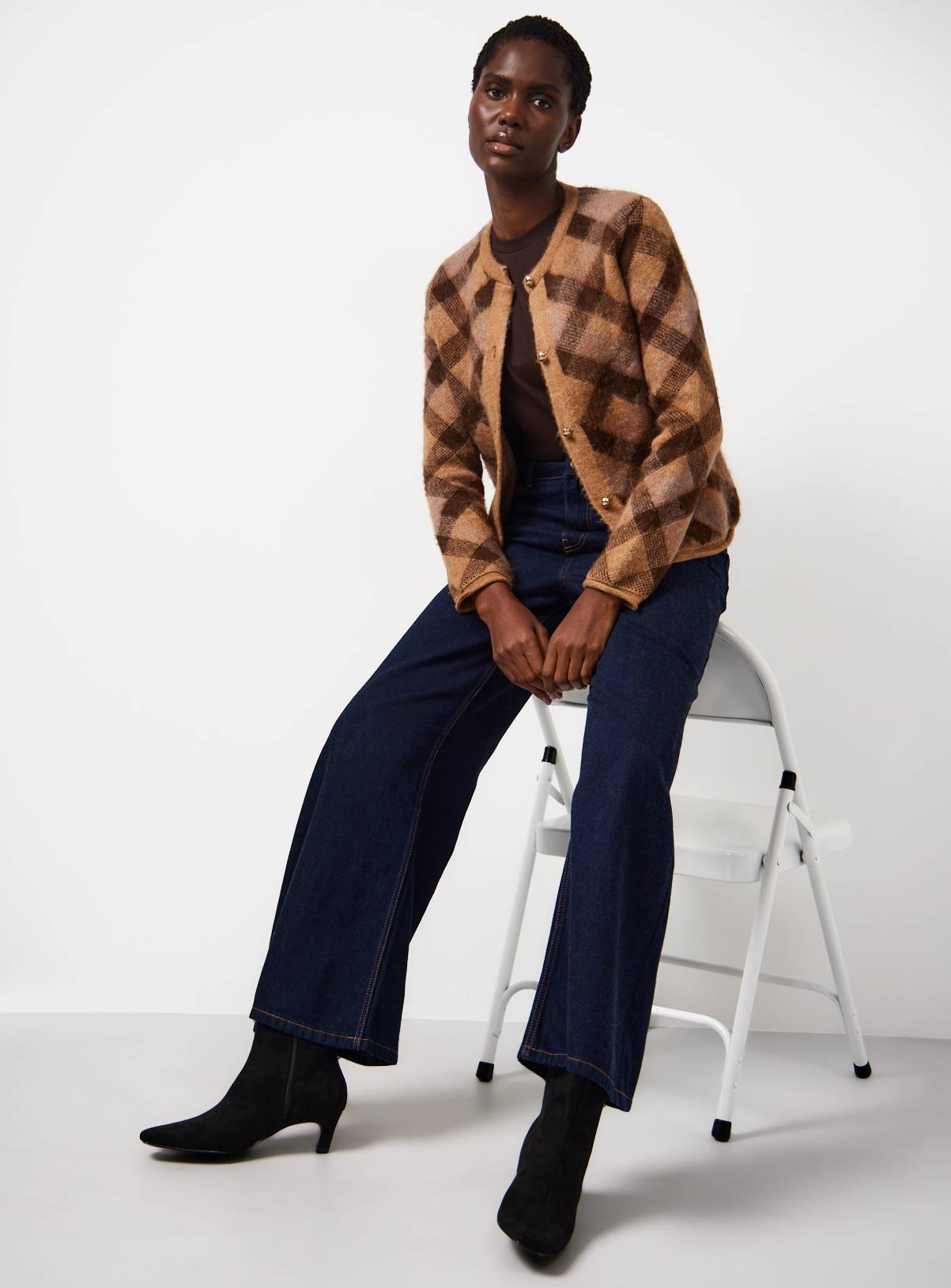 Brushed Knit Check Jacket XS - Image 2